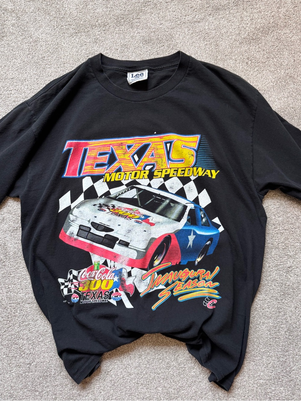 VTG 1997 NASCAR Graphic Tee Lee Sports Texas Motor Speedway Cotton XL Nutmeg